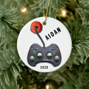 personalised video gamer ceramic tree decoration