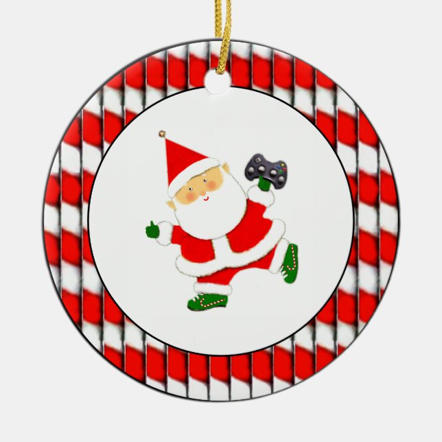 Personalised Video Gamer Ceramic Tree Decoration (Front)