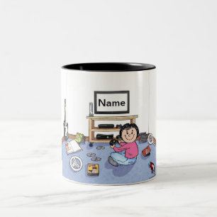 Personalised   Video Gamer - Female Cartoon  Two-Tone Coffee Mug