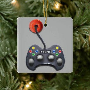 personalised video gamer gift ceramic ornament