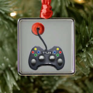 personalised video gamer gift metal tree decoration