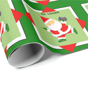 Personalised Video Gamer Holiday Gift Wrapping Paper