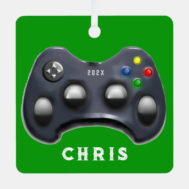 Personalised Video Gamer Metal Ornament (Front)