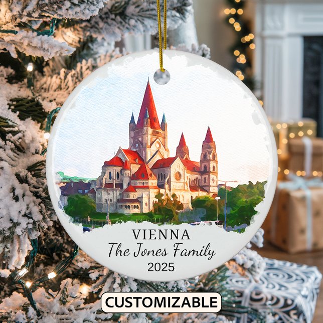 Personalised Vienna Ornament, Austria Ceramic Tree Decoration (Creator Uploaded)