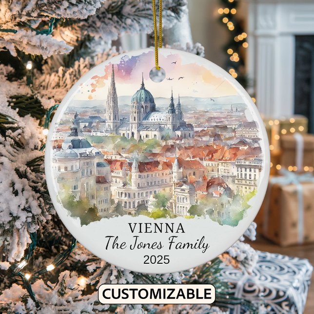 Personalised Vienna Ornament, Austria Gift Ceramic Tree Decoration (Creator Uploaded)