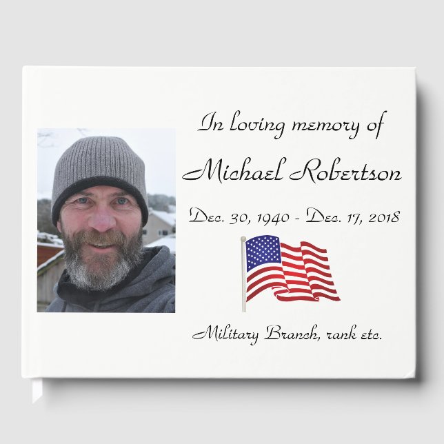 Personalised Vietnam Veteran  Memorial Guest Book (Front)