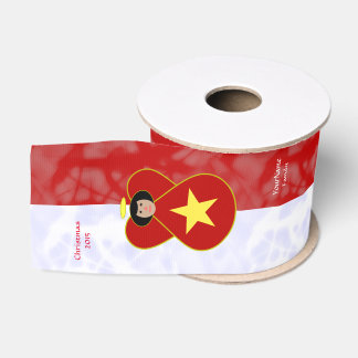 Personalised Vietnamese Angel Flag Red White Grosgrain Ribbon