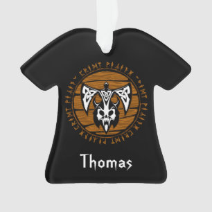 Personalised Viking Warrior Axe Skull Ornament
