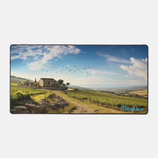 Personalised Vineyard Desk Mat (Front)