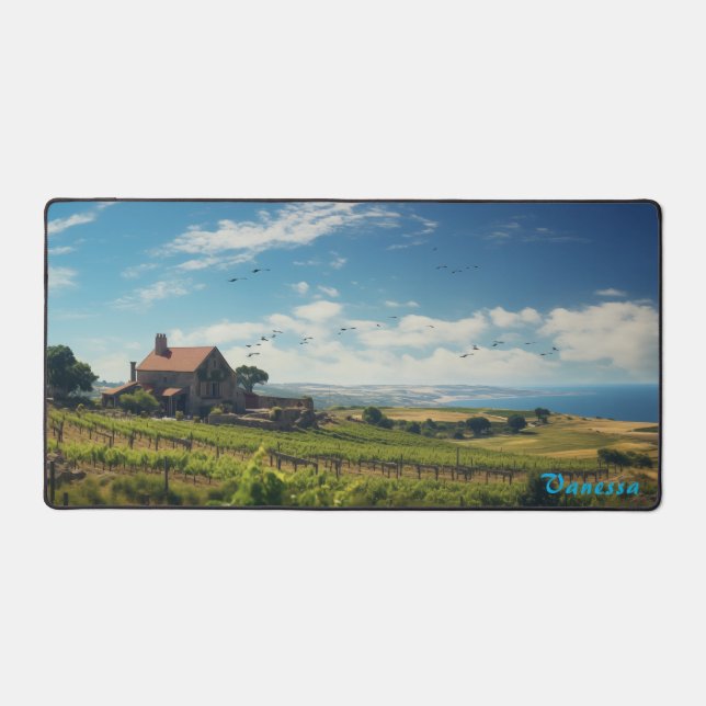Personalised Vineyard Desk Mat (Front)