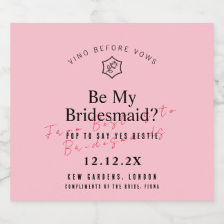 Personalised Vino Before Vows Rose Inspired Sparkling Wine Label