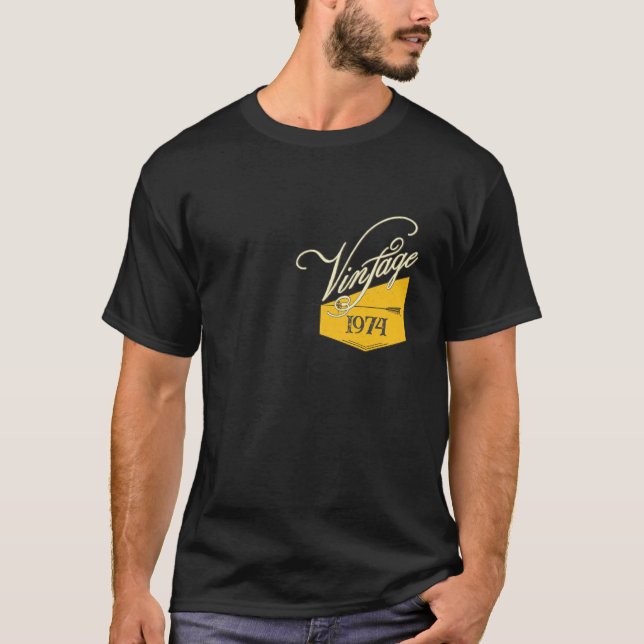 Personalised Vintage 1974 Retro Birthday Gift T-Shirt (Front)
