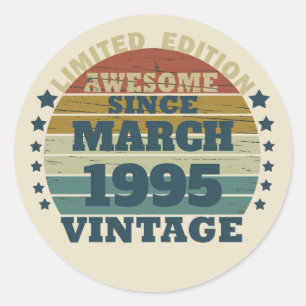 Personalised vintage 30th birthday gifts classic round sticker