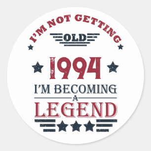 Personalised vintage 30th birthday gifts red classic round sticker