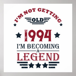 Personalised vintage 30th birthday gifts red poster