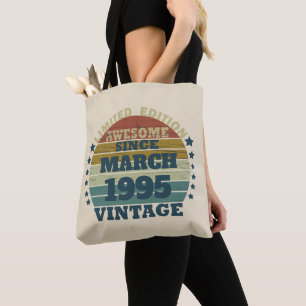 Personalised vintage 30th birthday gifts tote bag