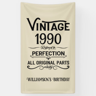 Personalised vintage 35th birthday gifts black banner