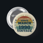 Personalised vintage 35th birthday party 6 cm round badge<br><div class="desc">Add some originality to your wardrobe with this vintage retro sunset graphic design featuring awesome typography. It's a great gift for men,  women,  husbands,  wives,  girlfriends,  and boyfriends who will love this unique artwork. The perfect and most fun holiday present for your birthday celebration.</div>