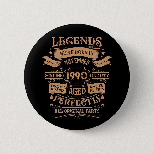 Personalised vintage 35th birthday party 6 cm round badge (Front)