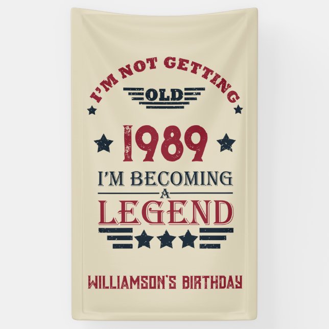 Personalised vintage 35th birthday party  banner (Vertical)
