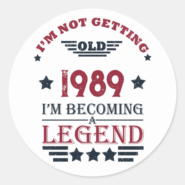 Personalised vintage 35th birthday party  classic round sticker (Front)