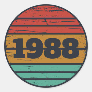 Personalised vintage 35th birthday party classic round sticker