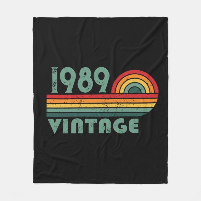 Personalised vintage 35th birthday party fleece blanket (Front)