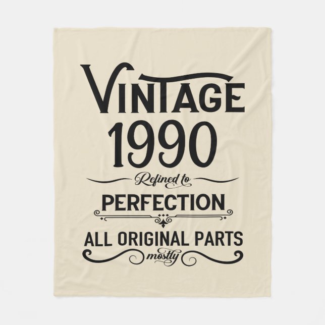 Personalised vintage 35th birthday party fleece blanket (Front)