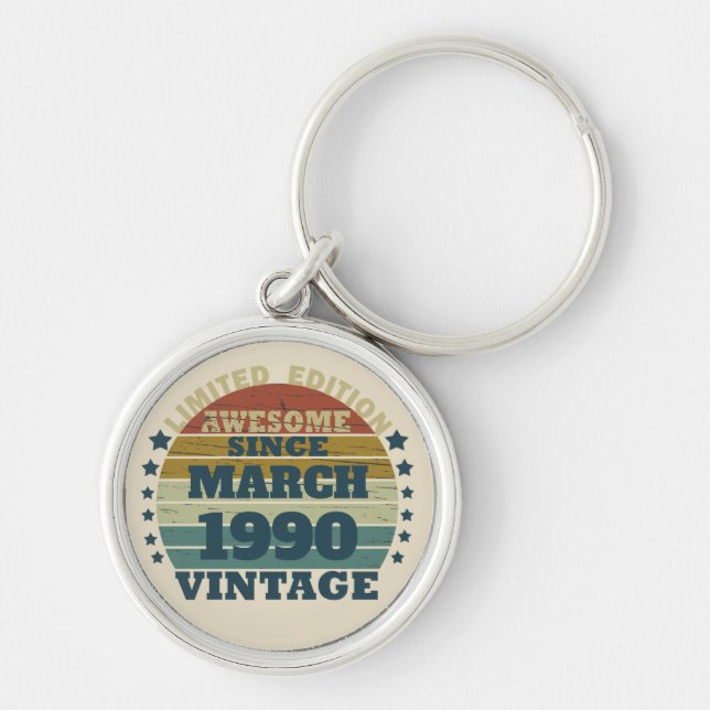 Personalised vintage 35th birthday party key ring (Front)