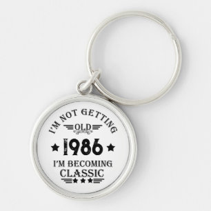 Personalised vintage 35th birthday party key ring