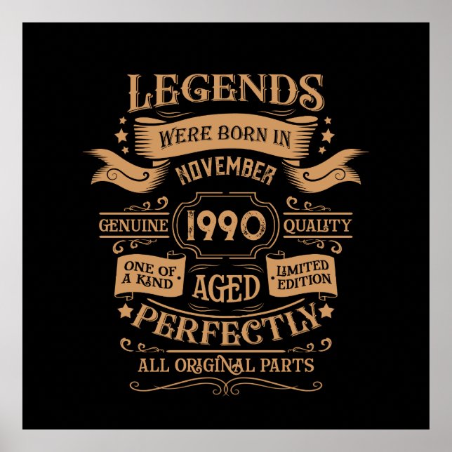 Personalised vintage 35th birthday party poster (Front)