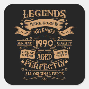 Personalised vintage 35th birthday party square sticker