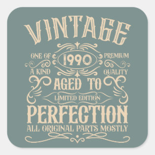 Personalised vintage 35th birthday party square sticker