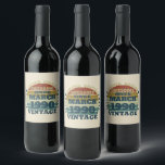 Personalised vintage 35th birthday party wine label<br><div class="desc">Add some originality to your wardrobe with this vintage retro sunset graphic design featuring awesome typography. It's a great gift for men,  women,  husbands,  wives,  girlfriends,  and boyfriends who will love this unique artwork. The perfect and most fun holiday present for your birthday celebration.</div>