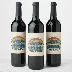 Personalised vintage 35th birthday party wine label
