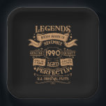 Personalised vintage 35th birthday whiskey themed paper plate<br><div class="desc">You can add some originality to your wardrobe collection with this vintage classic birthday graphic design with awesome typography font lettering. It is a great gift idea for men, women, husbands, wives, girlfriends, and boyfriends who will love this one-of-a-kind artwork. It is the best amazing and fun holiday present for...</div>