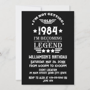Personalised vintage 40th birthday cocktail party invitation