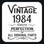Personalised vintage 40th birthday gifts black square sticker<br><div class="desc">You can add some originality with this limited edition, premium quality, and original, classy, retro, and vintage-looking birthday graphic design with a cool typography font. This is a great gift idea for men, women, husbands, wives, girlfriends, and boyfriends who will love this one-of-a-kind piece of art. Unique and funny holiday...</div>