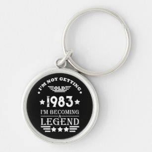 Personalised vintage 40th birthday gifts white key ring