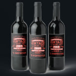 Personalised vintage 40th birthday red wine label<br><div class="desc">You can add some originality with this limited edition, premium quality, and original, classy, retro, and vintage-looking birthday graphic design with a cool typography font. This is a great gift idea for men, women, husbands, wives, girlfriends, and boyfriends who will love this one-of-a-kind piece of art. Unique and funny holiday...</div>