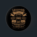 Personalised vintage 40th birthday whiskey themed 6 cm round badge<br><div class="desc">You can add some originality to your wardrobe collection with this vintage classic birthday graphic design with awesome typography font lettering. It is a great gift idea for men, women, husbands, wives, girlfriends, and boyfriends who will love this one-of-a-kind artwork. It is the best amazing and fun holiday present for...</div>