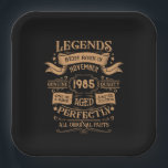 Personalised vintage 40th birthday whiskey themed paper plate<br><div class="desc">You can add some originality to your wardrobe collection with this vintage classic birthday graphic design with awesome typography font lettering. It is a great gift idea for men, women, husbands, wives, girlfriends, and boyfriends who will love this one-of-a-kind artwork. It is the best amazing and fun holiday present for...</div>