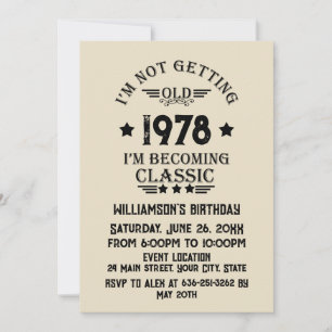 Personalised vintage 45th birthday cocktail party invitation