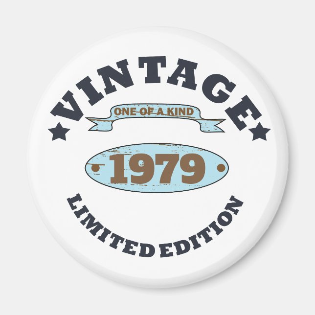 Personalised vintage 45th birthday gift magnet (Front)