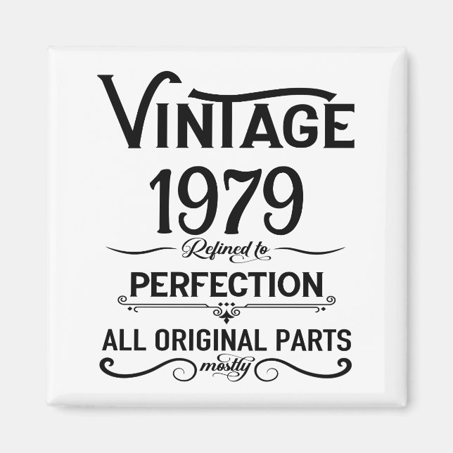Personalised vintage 45th birthday gifts black magnet (Front)