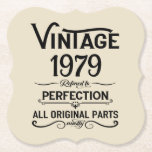 Personalised vintage 45th birthday gifts black paper coaster<br><div class="desc">You can add some originality with this limited edition, premium quality, and original, classy, retro, and vintage-looking birthday graphic design with a cool typography font. This is a great gift idea for men, women, husbands, wives, girlfriends, and boyfriends who will love this one-of-a-kind piece of art. Unique and funny holiday...</div>