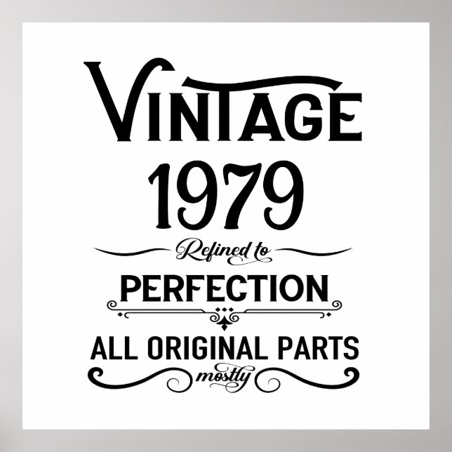 Personalised vintage 45th birthday gifts black poster (Front)