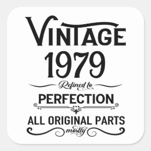 Personalised vintage 45th birthday gifts black square sticker