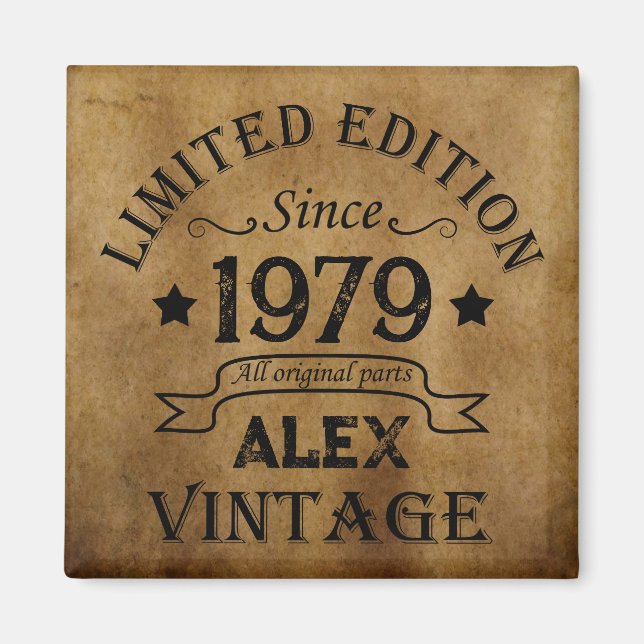 Personalised vintage 45th birthday gifts magnet (Front)