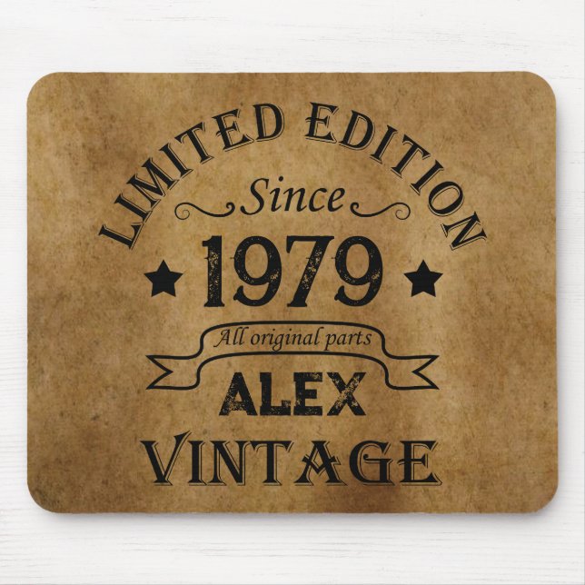 Personalised vintage 45th birthday gifts mouse mat (Front)